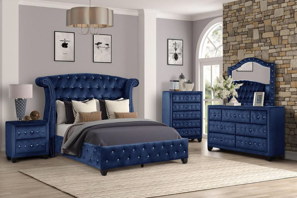 Sophia Blue Queen 5-Piece Bedroom Set