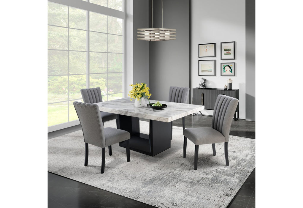 D02 Black Dining Table with D8685 Grey Dining Chair