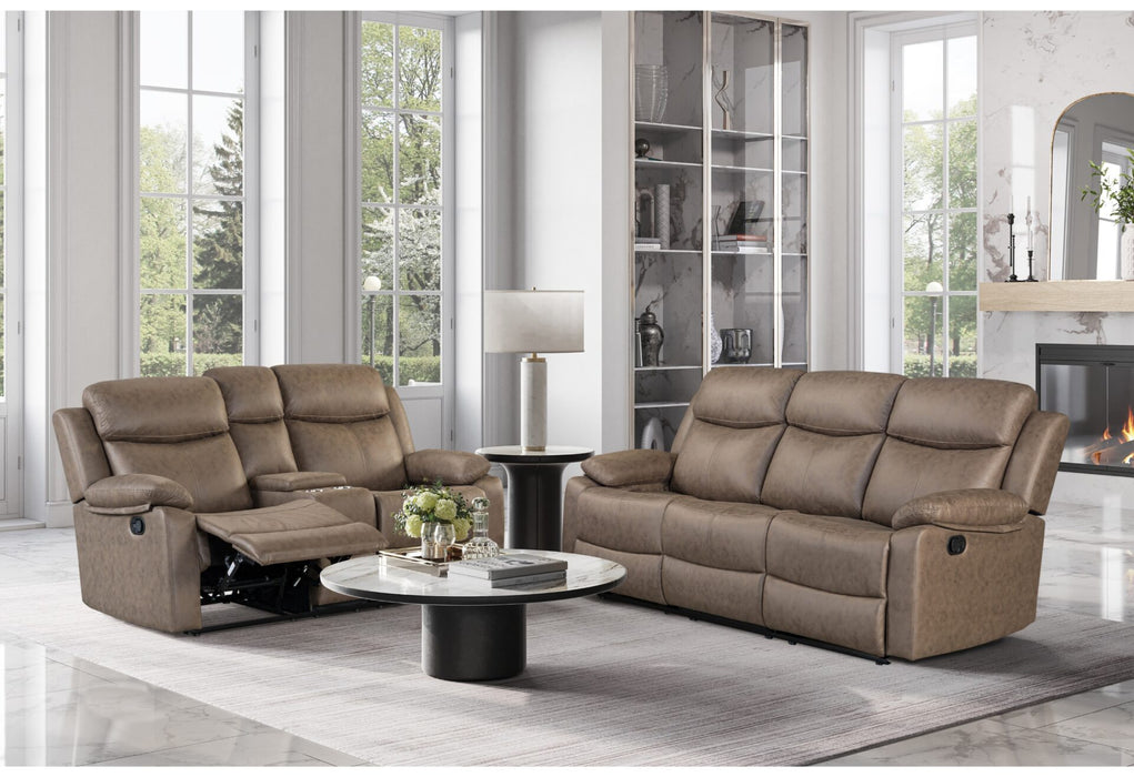 U6026 Brown Reclining Sofa-Reclining Console Loveseat