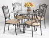 0710 Transitional Style Round Glass Top Dining Table w/ Wrought Iron Base image