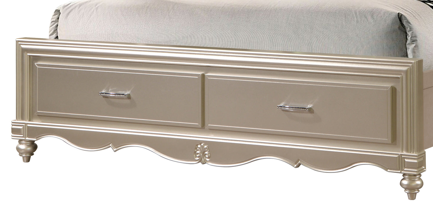 Faisal Transitional Style Queen Bed in Champagne finish Wood