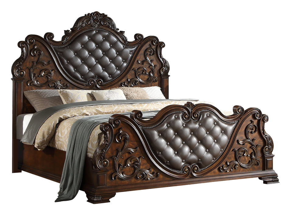 Santa Monica Traditional Style Queen Bed in Cherry finish Wood