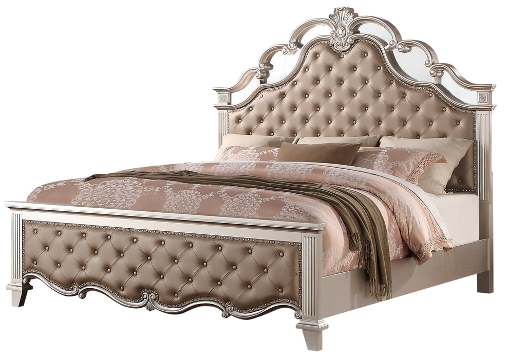 Sonia Contemporary Style Queen Bed in Beige finish Wood