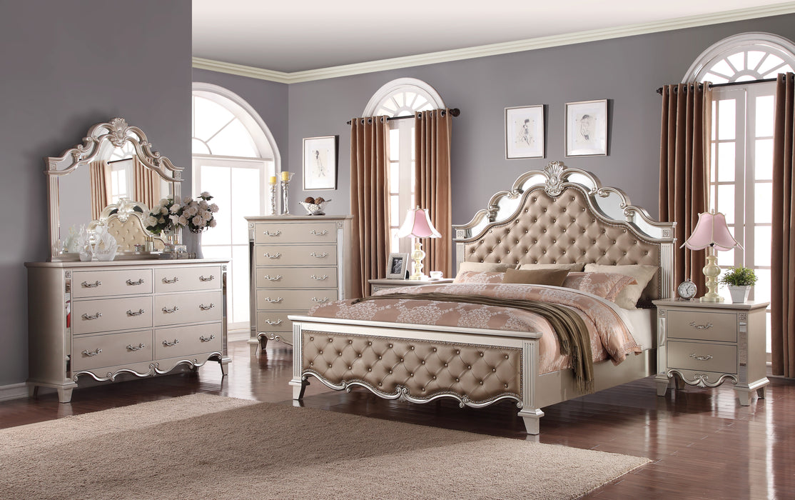 Sonia Contemporary Style Queen Bed in Beige finish Wood