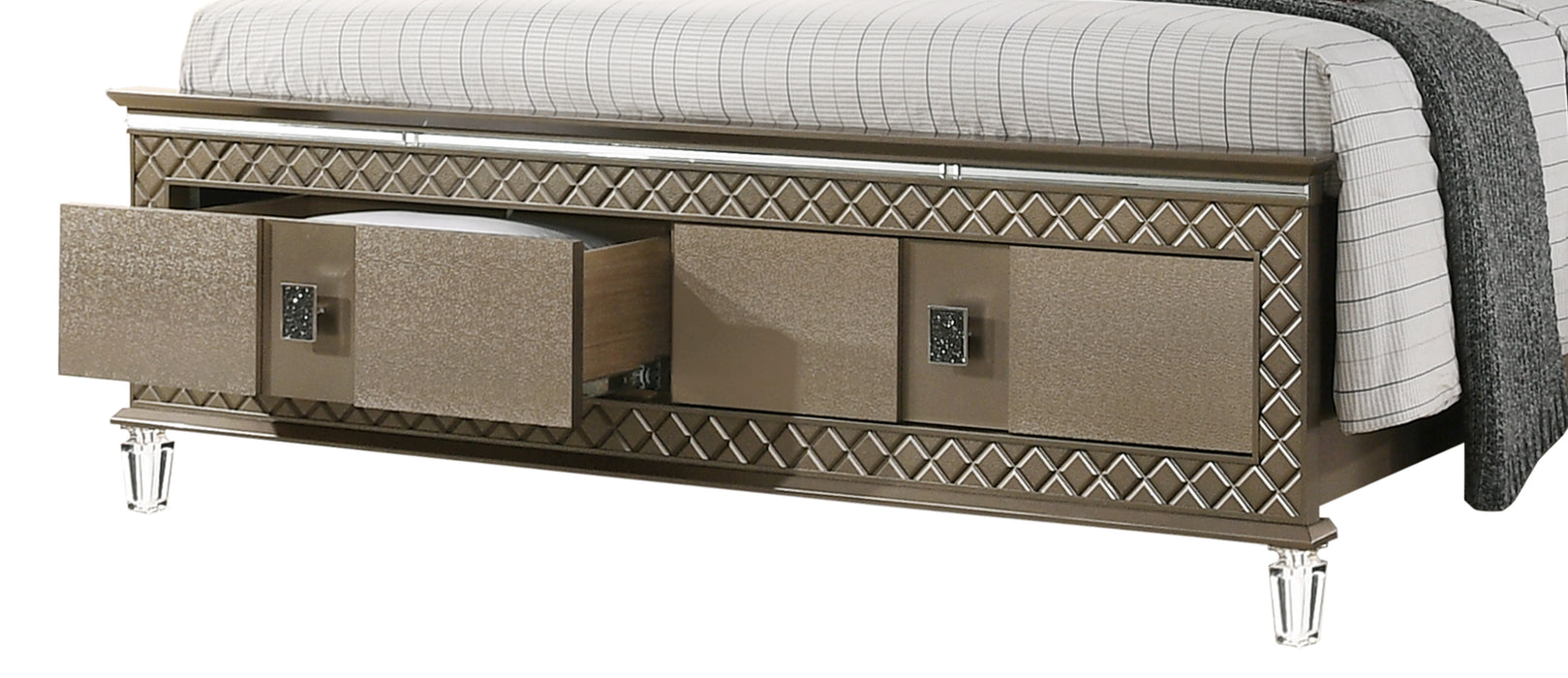 Coral Contemporary Style Queen Bed in Bronze finish Wood