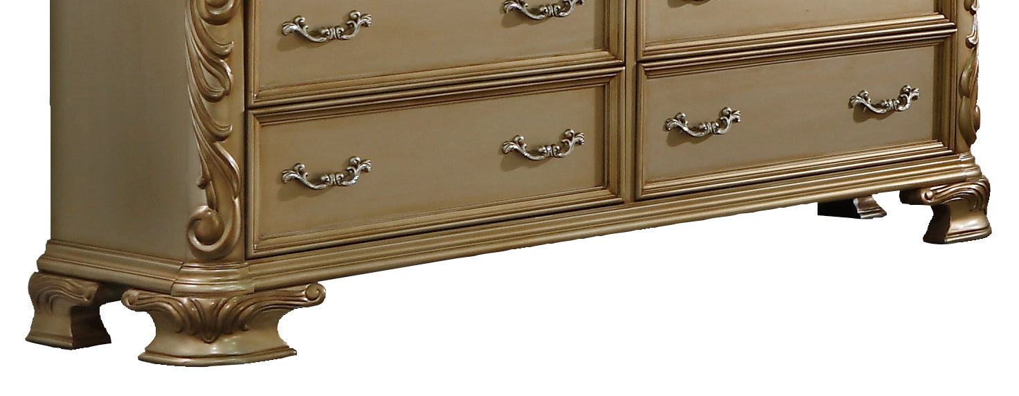 Miranda Transitional Style Dresser in Gold finish Wood
