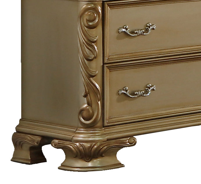Miranda Transitional Style Dresser in Gold finish Wood