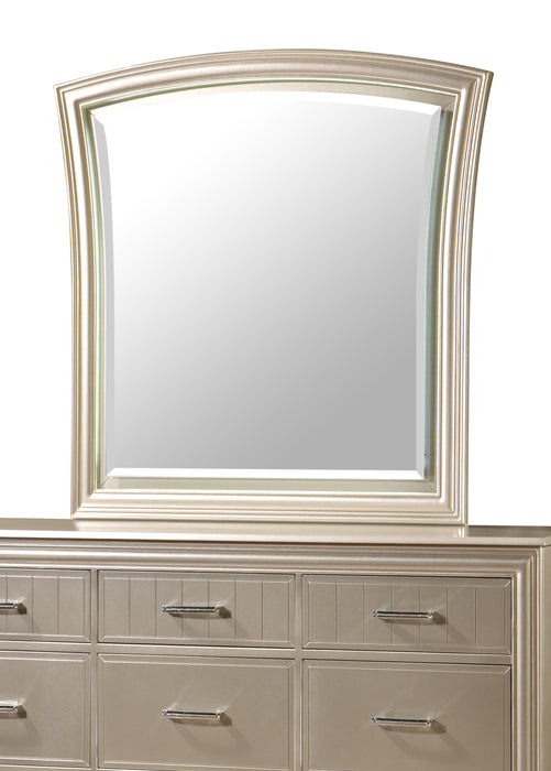 Faisal Transitional Style Mirror in Champagne finish Wood