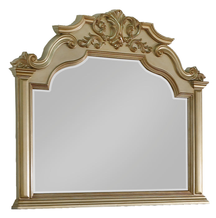 Miranda Transitional Style Mirror in Gold finish Wood