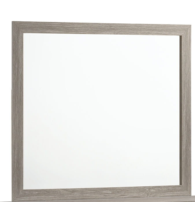 Yasmine White Modern Style Mirror in Gray finish Wood