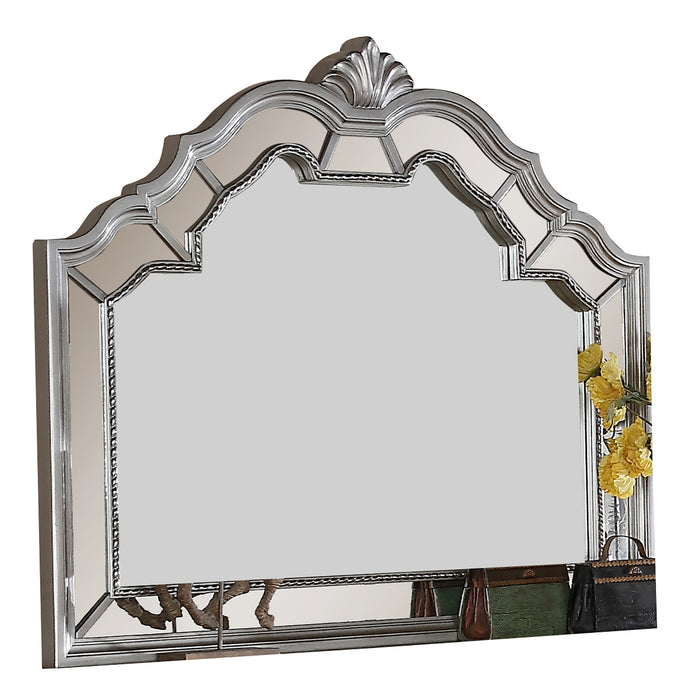 Pamela Transitional Style Mirror in Silver finish Wood