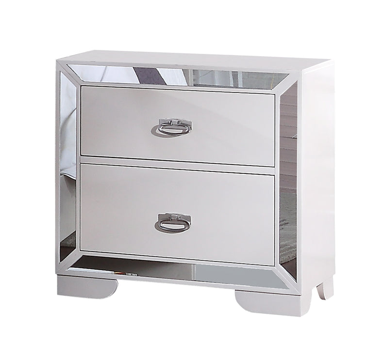 Gloria Contemporary Style Nightstand in White finish Wood