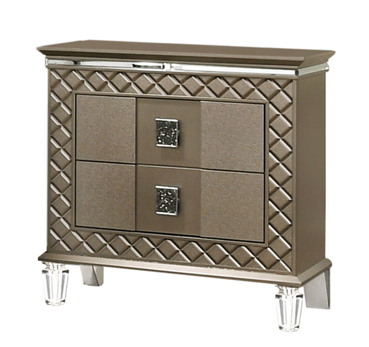 Coral Contemporary Style Nightstand in Bronze finish Wood