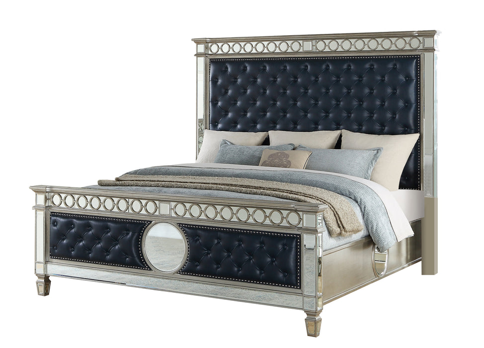 Brooklyn Contemporary Style King Bed in Silver finish Wood