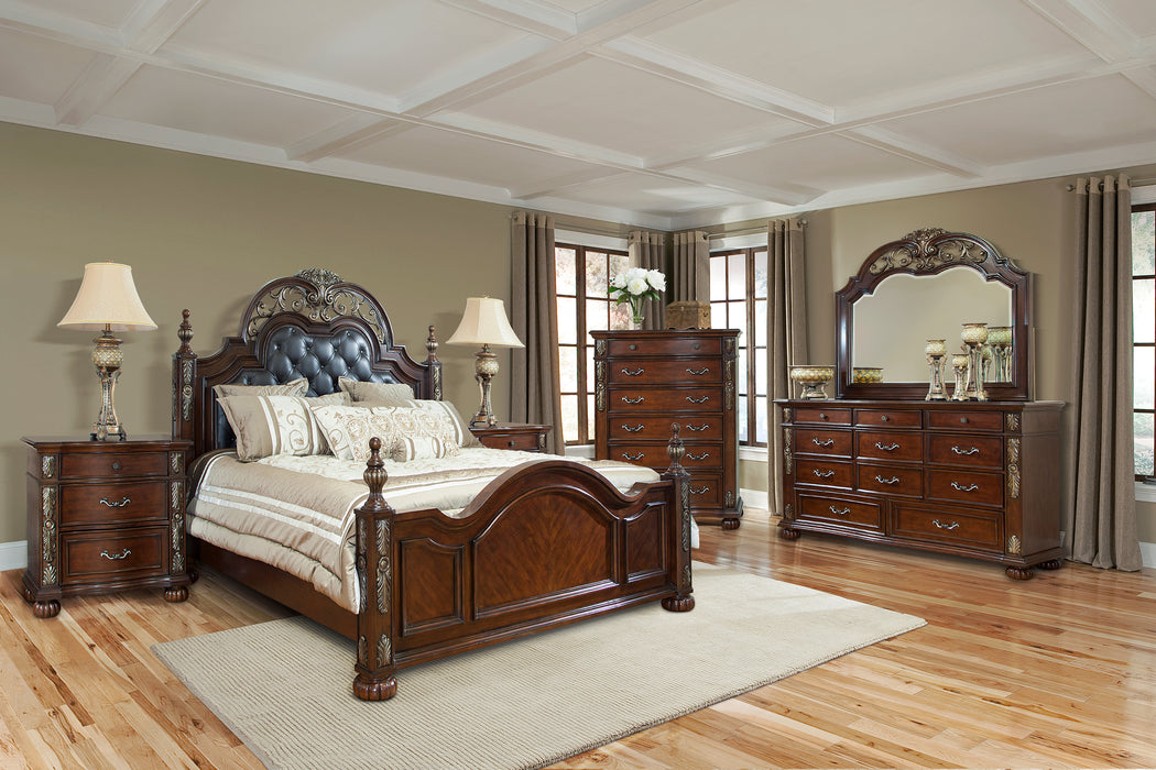 Rosanna Traditional Style King Bed in Cherry finish Wood