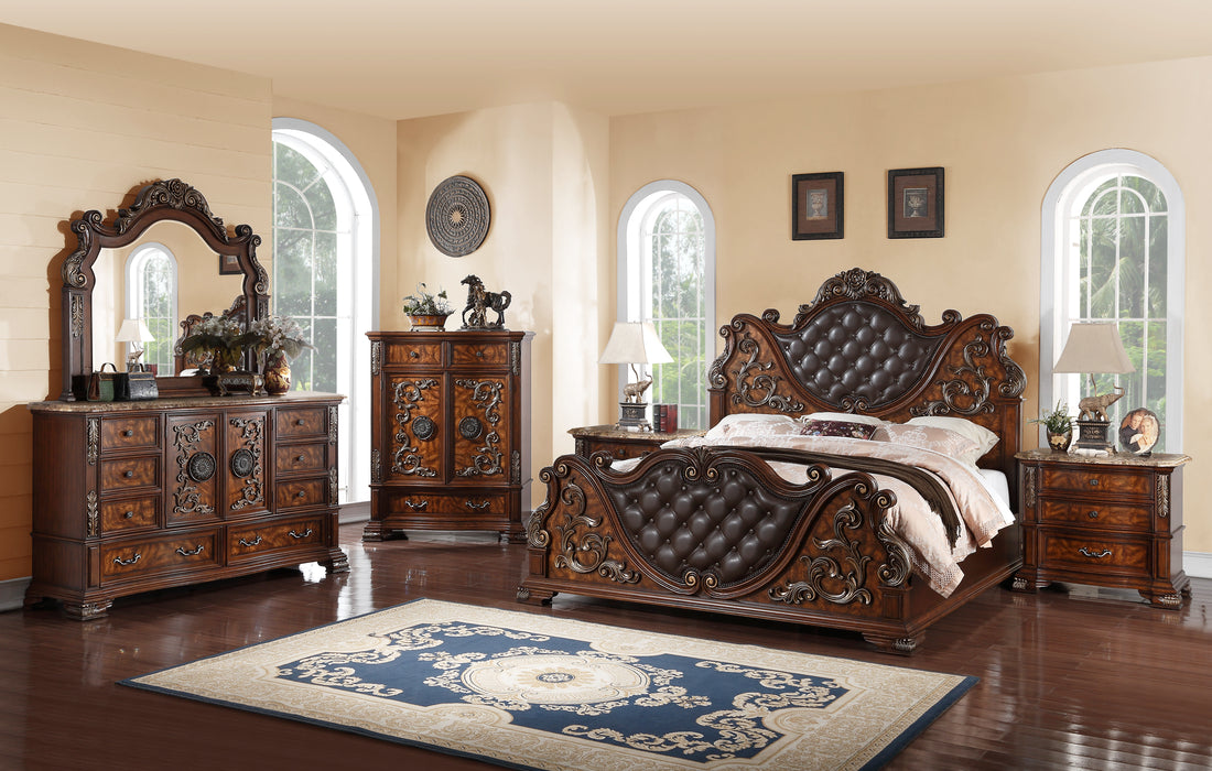 Santa Monica Traditional Style King Bed in Cherry finish Wood