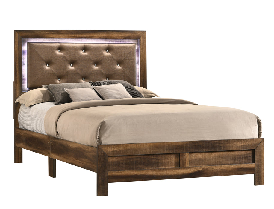Yasmine Brown Modern Style King Bed in Espresso finish Wood