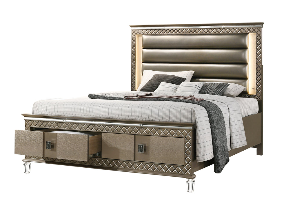 Coral Contemporary Style King Bed in Bronze finish Wood