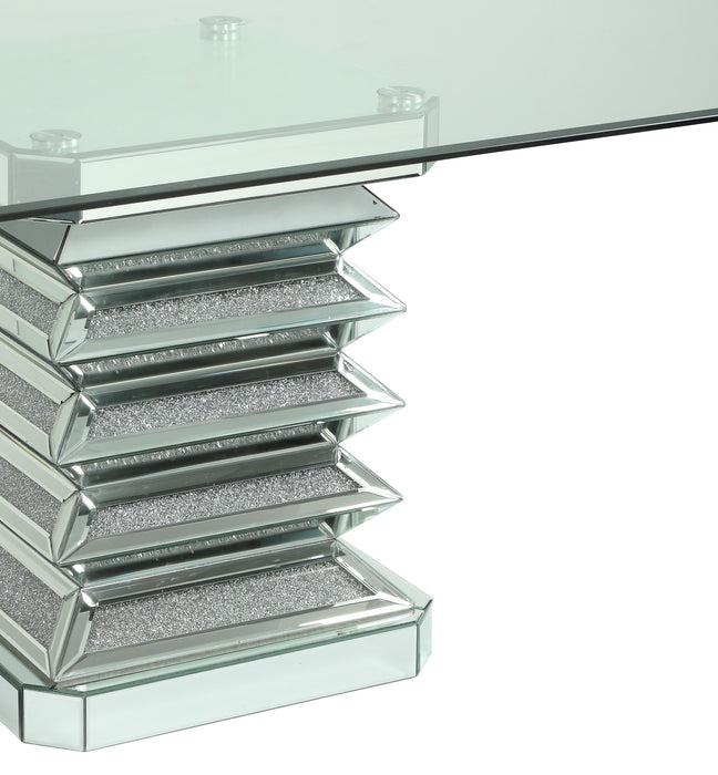 Ava Modern Style Dining Table in Silver and Glass