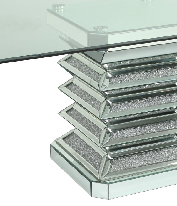 Ava Modern Style Dining Table in Silver and Glass