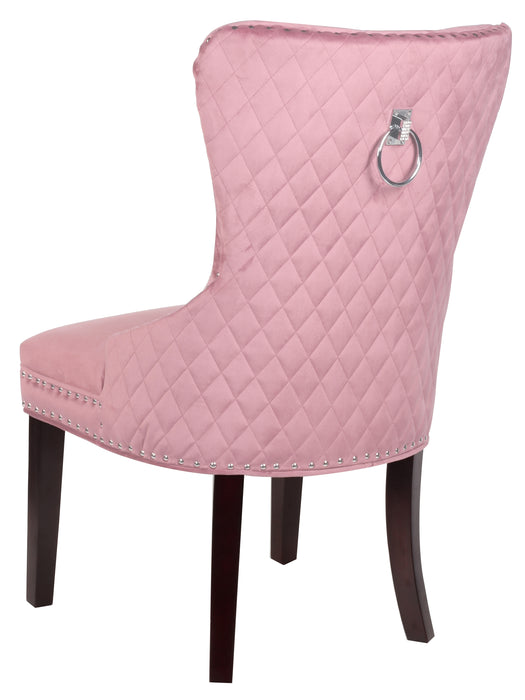 Bronx Transitional Style Pink Dining Chair in Walnut Wood