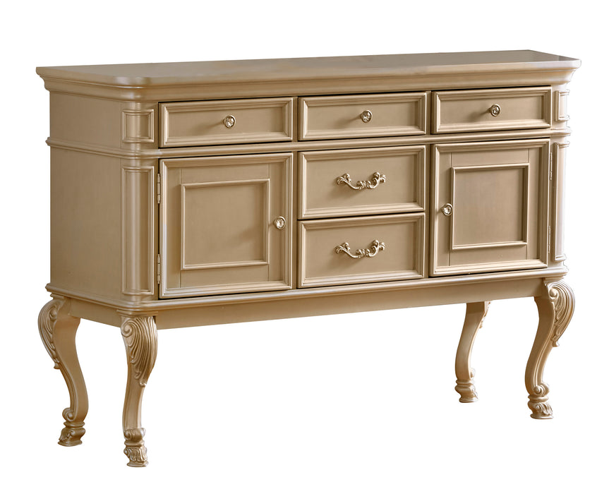 Miranda Transitional Style Dining Server in Gold finish Wood