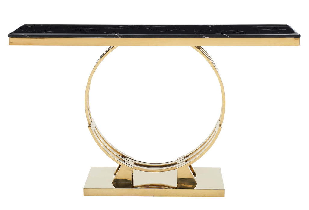 Alisa Modern Style Marble Console Table with Metal Base