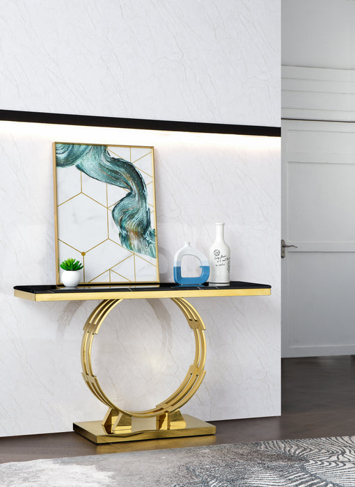 Alisa Modern Style Marble Console Table with Metal Base