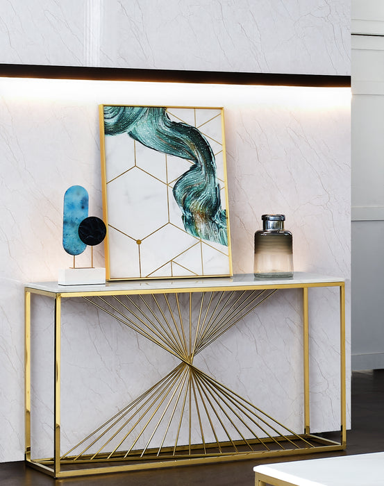 Layla Modern Style Marble Console Table with Metal Base