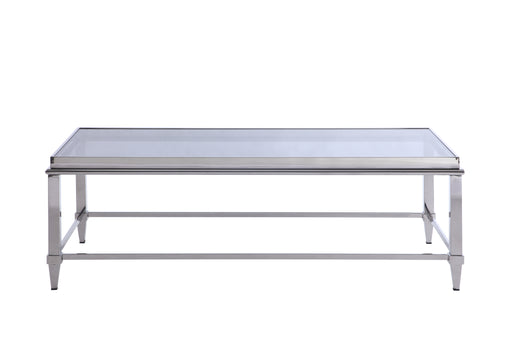 2035 Contemporary Rectangular Cocktail Table w/ Glass Top & Gray Trim image