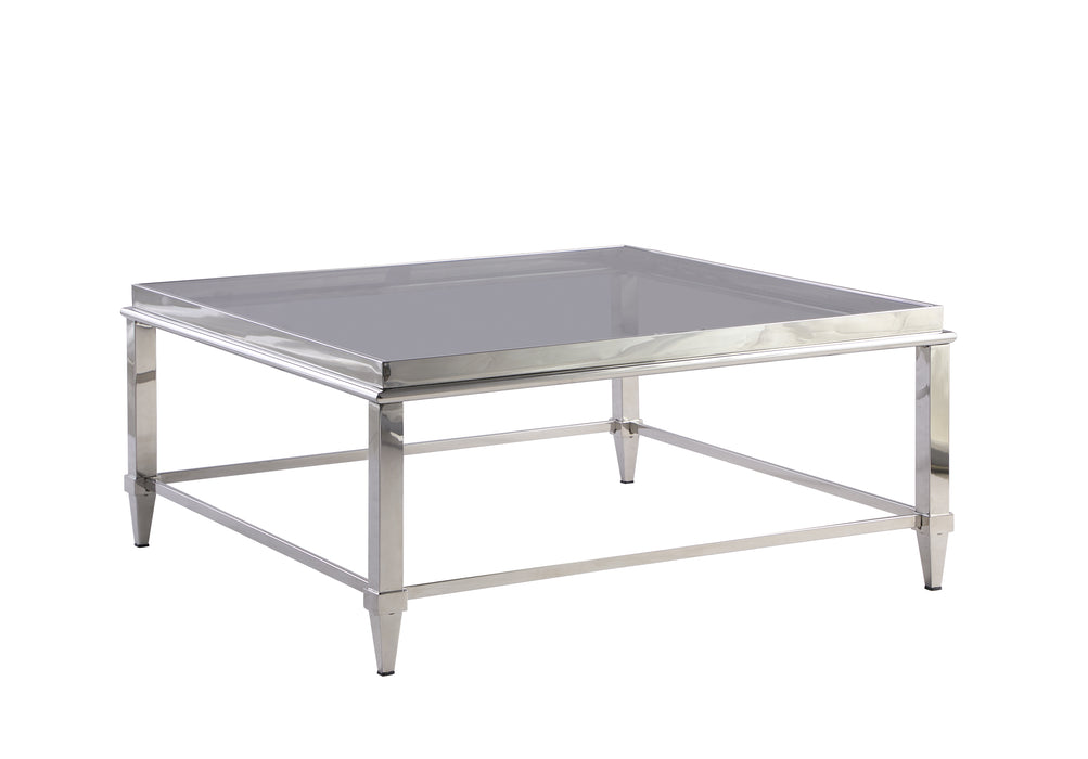 2035 Contemporary Square Cocktail Table w/ Glass Top & Gray Trim image