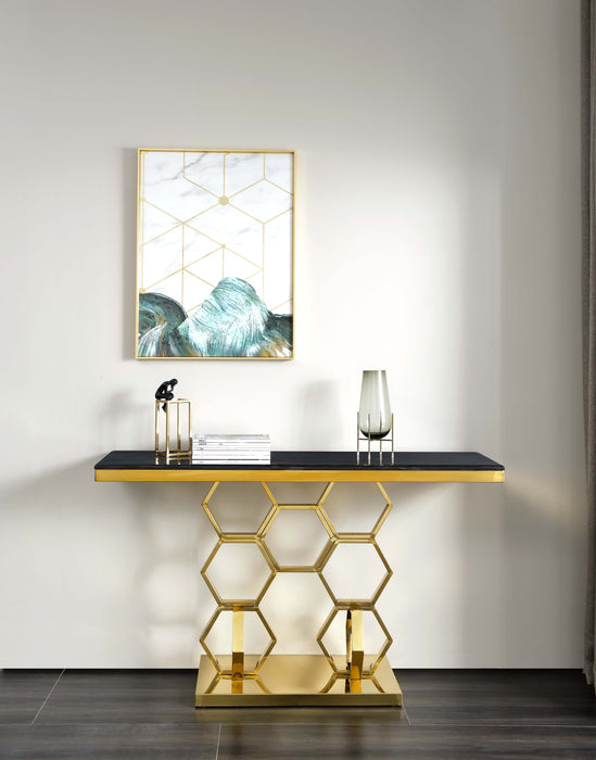 Hannah Modern Style Marble Console Table with Metal Base