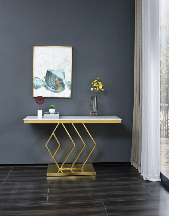 Gamila Modern Style Marble Console Table with Metal Base