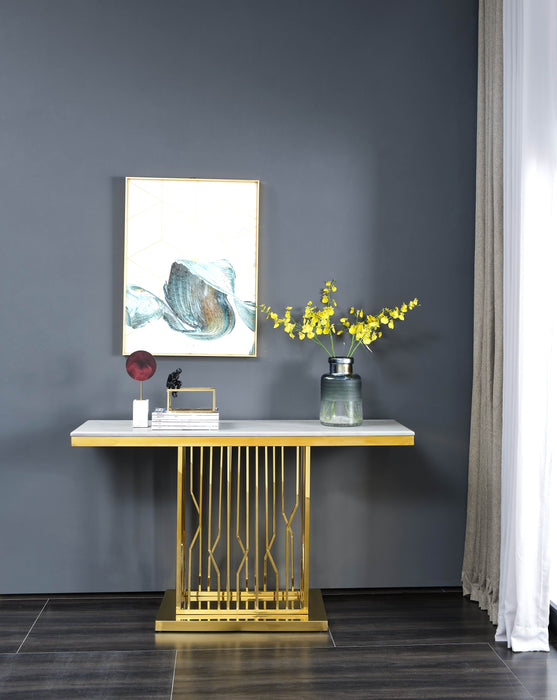 Pandora Modern Style Marble Console Table with Metal Base