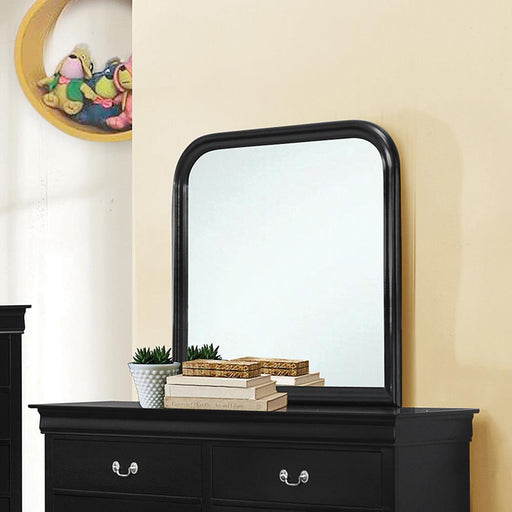 Louis Philippe Black Square Dresser Mirror With Rounded Edges image