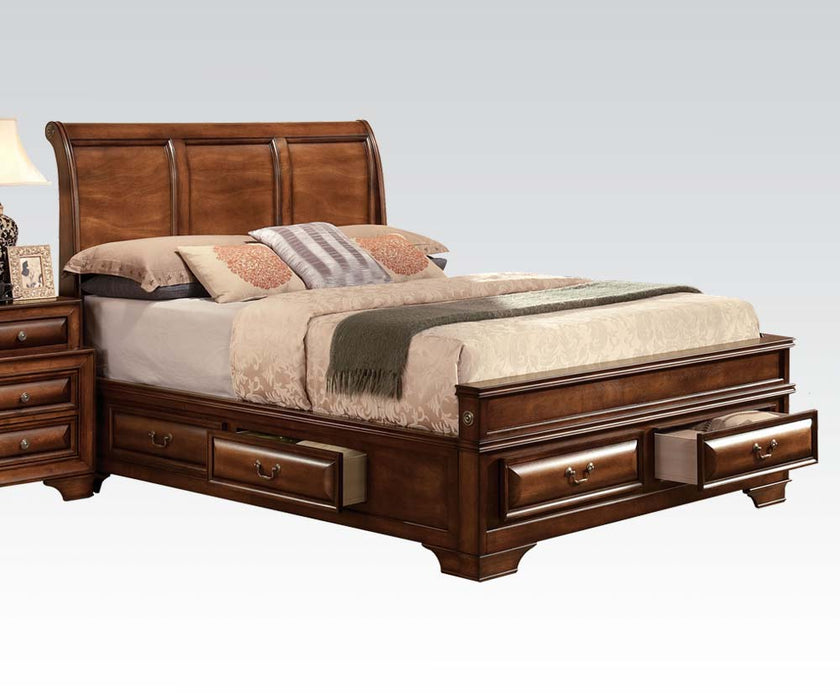 Acme Konane Queen Sleigh Bed with Underbed Storage in Brown Cherry 20450Q image