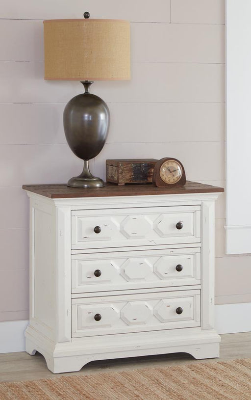 Traditional Rustic Latte and Vintage White Nightstand image