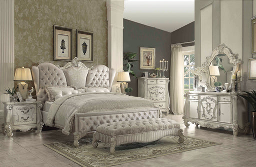 Versailles Ivory Velvet & Bone White Queen Bed image
