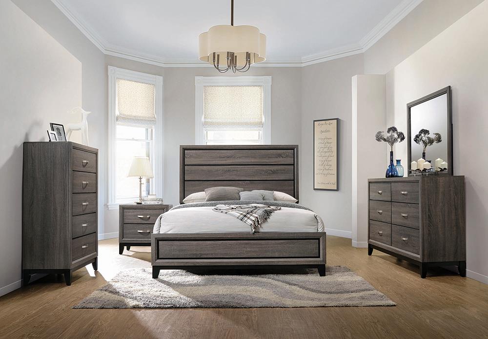 Rustic Grey Oak Five-Piece Queen Bedroom Set image