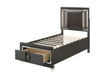 Sawyer PU & Metallic Gray Full Bed (Storage - 2 Drw) image