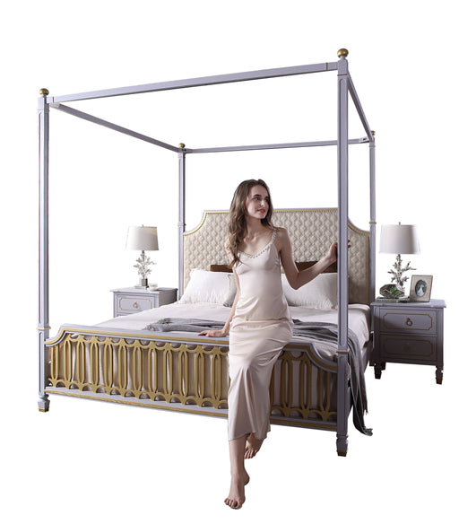 Acme Furniture House Marchese Queen Canopy Bed in Pearl Gray 28860Q image