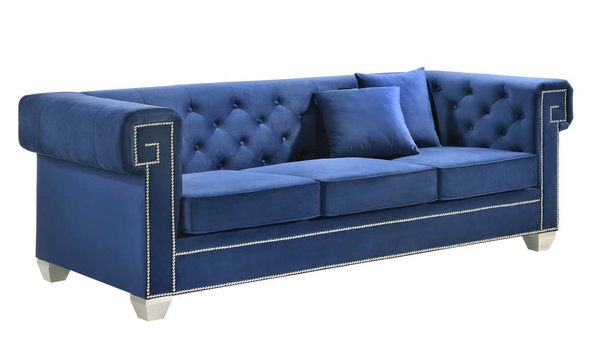Clover Modern Style Blue Sofa with Steel Legs