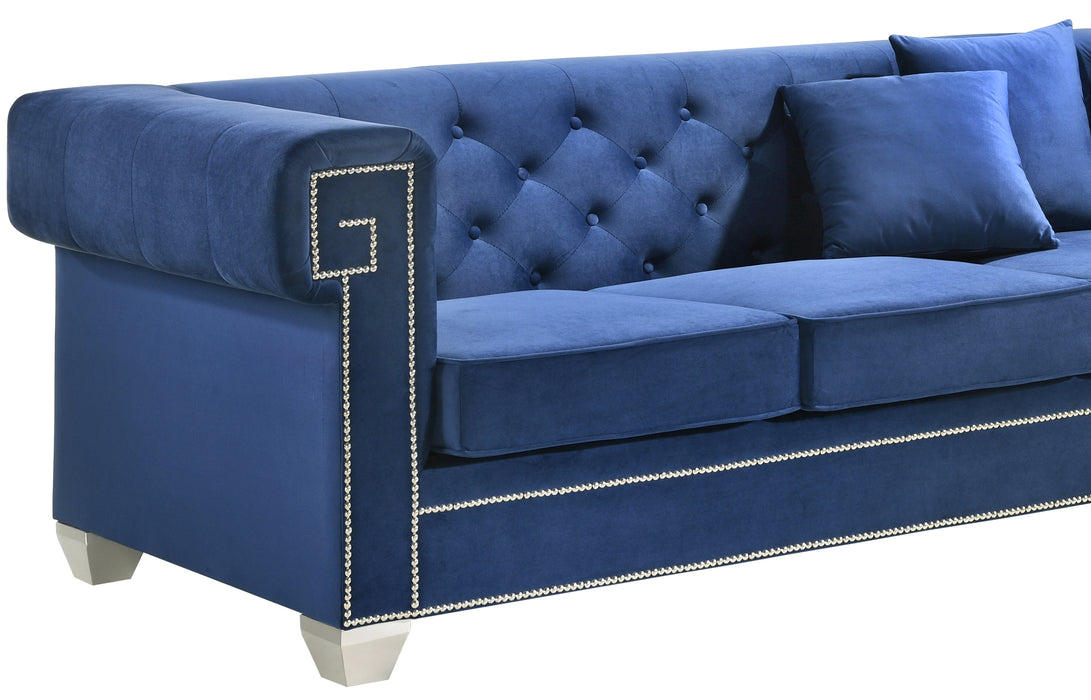 Clover Modern Style Blue Sofa with Steel Legs