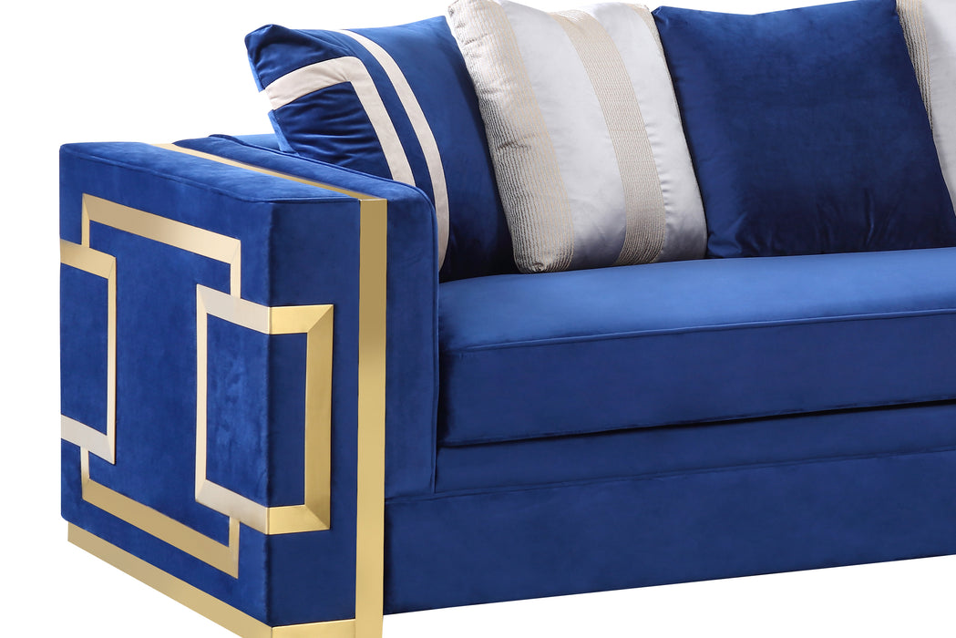Lawrence Modern Style Navy Sofa with Gold Finish