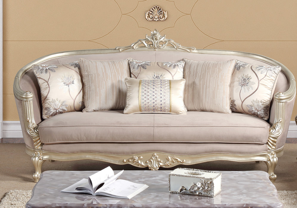 Elanor Traditional Style Sofa in Champagne finish Wood