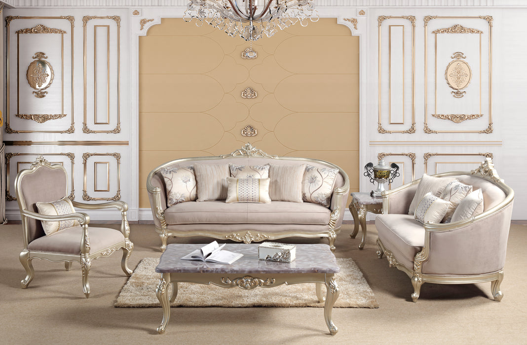 Elanor Traditional Style Sofa in Champagne finish Wood