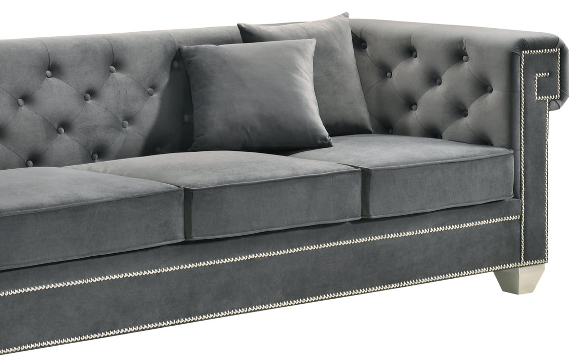 Clover Modern Style Gray Sofa with Steel Legs