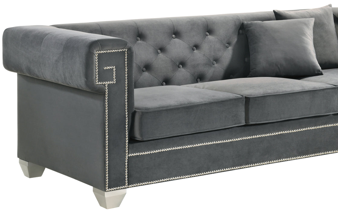Clover Modern Style Gray Sofa with Steel Legs