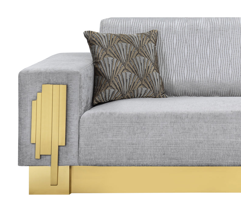 Megan Modern Style Gray Sofa with Gold Finish