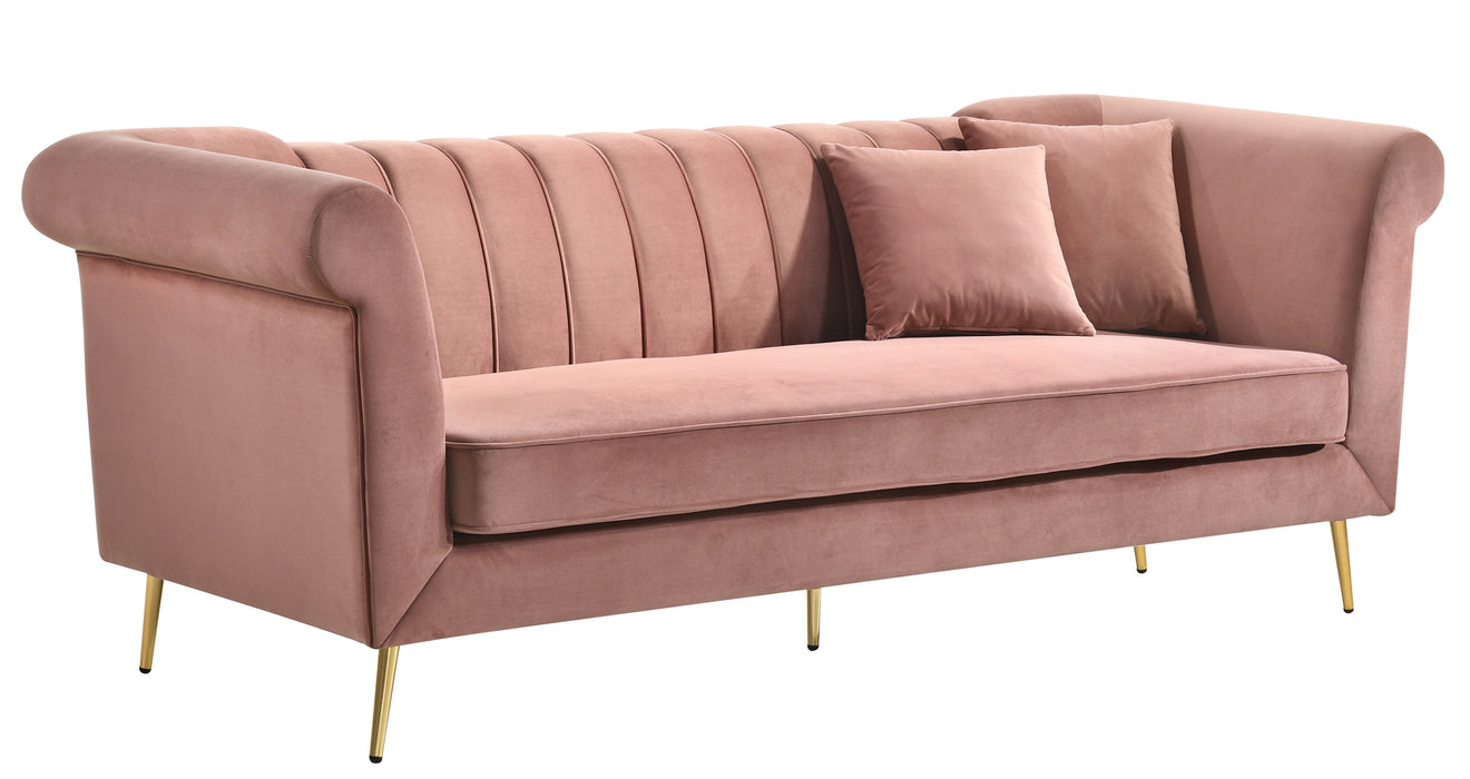 Lexington Transitional Style Coral Sofa with Gold Finish